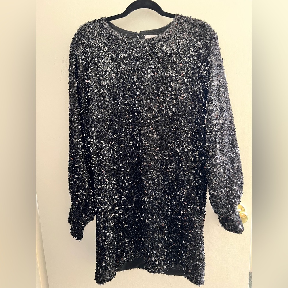 Black sequin shift dress